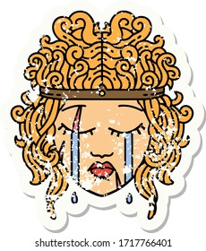 grunge sticker of a crying human barbarian