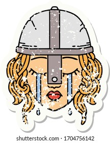 grunge sticker of a crying human fighter