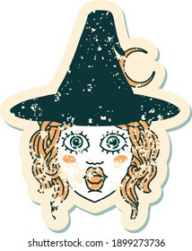 grunge sticker of a human mage character