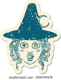 grunge sticker of a human mage character