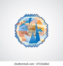 Grunge Sticker. Logo icon Template. Can be used as Banners, Insignias, Badges,Ribbons or Labels. Retro Element for Background Design. Abstract Triangular, Polygonal Illustration.  