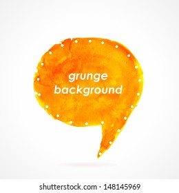 Grunge sticker. Yellow grunge banner. Retro label. Website decorative element. Watercolor vintage background. Crumpled paper background.