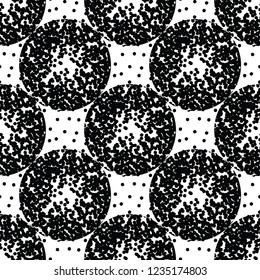 Grunge stone texture pattern black and white motif. Seamless minimal vector illustration for interior, wallpaper, fabric, textile, phone case. Modern geometric mosaic design. Graphic simple ornament.