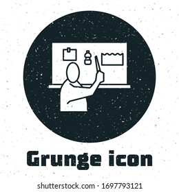 Grunge Stoppen Sie die Plastikverschmutzung Symbol einzeln auf weißem Hintergrund. Ökologisches Poster. Einfarbige Vintage-Zeichnung. Vektorillustration-Illustration