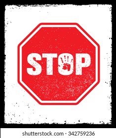 grunge stop sign icon hand print stock vector royalty free 342759236 shutterstock