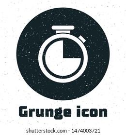 Grunge Stopwatch icon isolated on white background. Time timer sign.  Vector Illustration