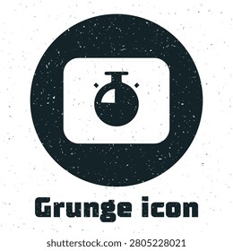 Grunge Stopwatch icon isolated on white background. Time timer sign. Chronometer sign. Monochrome vintage drawing. Vector