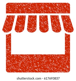 Grunge Store icon with grunge design and scratched texture. Unclean vector red pictogram for rubber seal stamp imitations and watermarks. Draft sticker symbol.