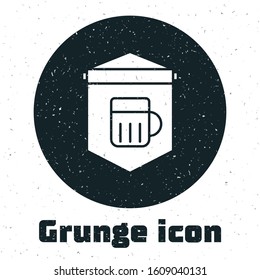 Grunge Street signboard with glass of beer icon isolated on white background. Suitable for advertisements bar, cafe, pub, restaurant.  Vector Illustration