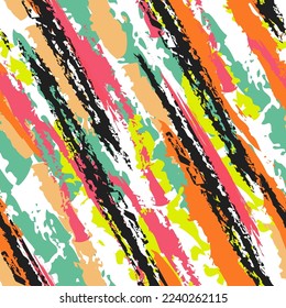 Grunge Stripe Vector Seamless Pattern. Geometric Retro Texture. Paint Line Wall Wallpaper. Abstract Line Modern Design.