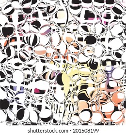 Grunge striped and circled seamless pattern