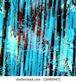 Grunge striped seamless texture. Blue, red, black colors. Abstract vector background for web page, banners backdrop, fabric, home decor, wrapping