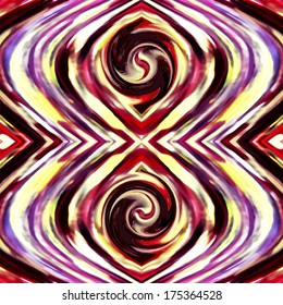 Grunge striped and swirled ornamental seamless pattern