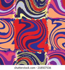 Grunge striped and wavy quilt rainbow seamless pattern