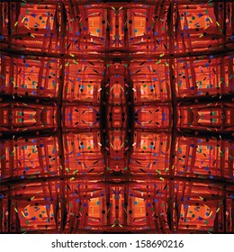 Grunge striped,checkered,stained seamless pattern with colorful blots