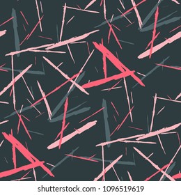 Grunge Stripes. Abstract Scratched Texture with Brush Strokes. Scribbled Grunge Motif for Tablecloth, Wallpaper, Linen. Trendy Vector Background with Stripes