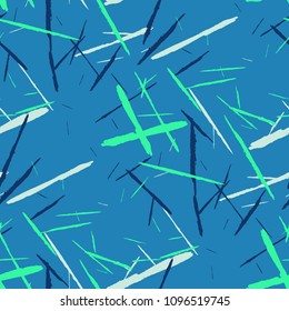 Grunge Stripes. Abstract Scratched Texture with Dry Brush Strokes. Scribbled Grunge Rapport for Chintz, Calico, Swimwear. Trendy Vector Background