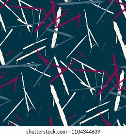Grunge Stripes. Abstract Scratched Texture with Brush Strokes. Scribbled Grunge Motif for Print, Cotton, Curtains. Rustic Vector Background