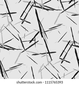 Grunge Stripes. Abstract Scratched Texture with Dry Brush Strokes. Scribbled Grunge Motif for Cloth, Shirt, Curtains. Rustic Vector Background
