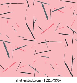 Grunge Stripes. Abstract Scratched Texture with Dry Brush Strokes. Scribbled Grunge Pattern for Cloth, Cotton, Curtains. Rustic Vector Background