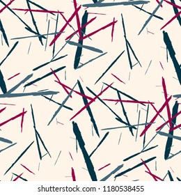 Grunge Stripes. Abstract Scratched Texture with Dry Brush Strokes. Scribbled Grunge Pattern for Tablecloth, Wallpaper, Dress. Retro Vector Background