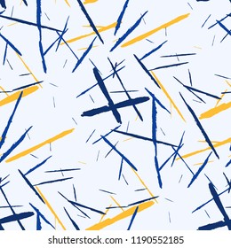 Grunge Stripes. Abstract Scratched Texture with Dry Brush Strokes. Scribbled Grunge Pattern for Chintz, Calico, Swimwear. Retro Vector Background with Stripes
