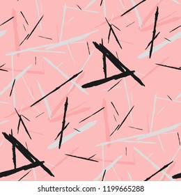 Grunge Stripes. Abstract Scratched Texture with Dry Brush Strokes. Scribbled Grunge Motif for Chintz, Calico, Linen. Rustic Vector Background with Stripes