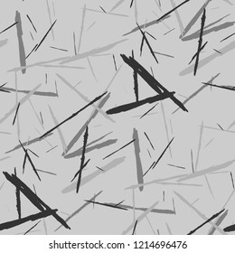 Grunge Stripes. Abstract Scratched Texture with Dry Brush Strokes. Scribbled Grunge Pattern for Print, Cotton, Curtains. Rustic Vector Background