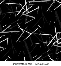 Grunge Stripes. Abstract Scratched Texture with Dry Brush Strokes. Scribbled Grunge Motif for Tablecloth, Shirt, Dress. Trendy Vector Background with Stripes