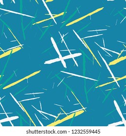 Grunge Stripes. Abstract Scratched Texture with Dry Brush Strokes. Scribbled Grunge Rapport for Chintz, Calico, Swimwear. Rustic Vector Background with Stripes