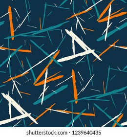 Grunge Stripes. Abstract Scratched Texture with Dry Brush Strokes. Scribbled Grunge Rapport for Tablecloth, Shirt, Dress. Trendy Vector Background with Stripes