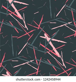 Grunge Stripes. Abstract Scratched Texture with Dry Brush Strokes. Scribbled Grunge Pattern for Cloth, Cotton, Curtains. Trendy Vector Background
