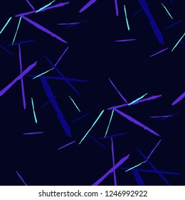 Grunge Stripes. Abstract Scratched Texture with Brush Strokes. Scribbled Grunge Motif for Chintz, Calico, Swimwear. Trendy Vector Background