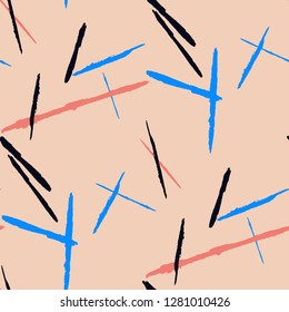 Grunge Stripes. Abstract Scratched Texture with Dry Brush Strokes. Scribbled Grunge Pattern for Cloth, Shirt, Dress. Retro Vector Background with Stripes