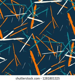 Grunge Stripes. Abstract Scratched Texture with Brush Strokes. Scribbled Grunge Motif for Chintz, Calico, Linen. Retro Vector Background with Stripes