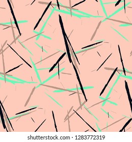 Grunge Stripes. Abstract Scratched Texture with Dry Brush Strokes. Scribbled Grunge Pattern for Chintz, Calico, Linen. Rustic Vector Background with Stripes