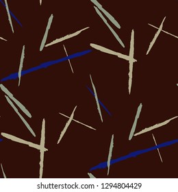 Grunge Stripes. Abstract Scratched Texture with Dry Brush Strokes. Scribbled Grunge Motif for Tablecloth, Shirt, Dress. Trendy Vector Background