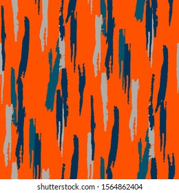 Grunge Stripes. Abstract Texture with Horizontal, Vertical, Diagonal Dry Brush Strokes Scribbled Grunge Motif for Cotton, Calico, Textile. Rustic Vector Background