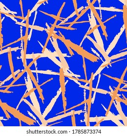 Rayas gruesas. Textura abstracta con brotes de cepillo secos horizontales con motivos de grifo resquebrajados para tela, tela, textil. Fondo del vector retro
