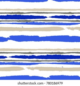 Grunge Stripes. Abstract Texture with Horizontal Brush Srokes.  Scribbled Grunge Pattern for Swimwear, Cloth, Sportswear. Retro Vector Background with Stripes.