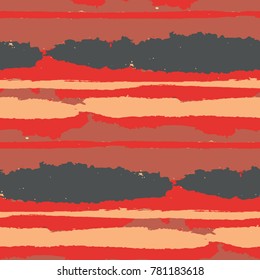 Grunge Stripes. Abstract Texture with Horizontal Dry Brush Srokes.  Scribbled Grunge Rapport for Swimwear, Cloth, Sportswear. Retro Vector Background with Stripes.