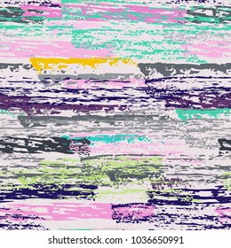 Grunge Stripes chalk vector textures. Seamless pattern old wall. Stripy crayon pencil strokes. Hand drawn pastel. Summer bright stripes, brushes. Horizontal  pinstripe endless repeating elements.