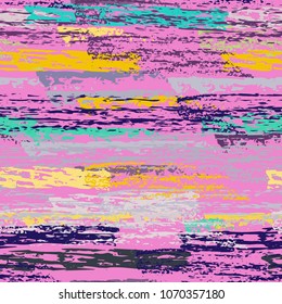 Grunge Stripes chalk vector textures. Seamless pattern lines. Stripy crayon pencil strokes. Hand drawn pastel. Summer bright stripes, brushes, scribble. Horizontal pinstripe endless repeat elements.