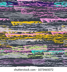Grunge Stripes chalk vector textures. Seamless pattern lines. Stripy crayon pencil strokes. Hand drawn pastel. Summer bright stripes, brushes, scribble. Horizontal pinstripe endless repeat elements.
