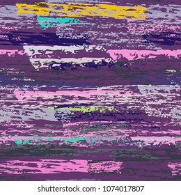 Grunge Stripes chalk vector textures. Seamless pattern lines. Stripy crayon pencil strokes. Hand drawn pastel. Summer bright stripes, brushes, scribble. Horizontal pinstripe endless repeat elements.
