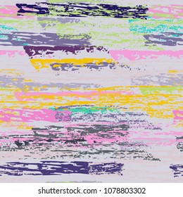 Grunge Stripes chalk vector textures. Seamless pattern lines. Stripy crayon pencil strokes. Hand drawn pastel. Summer bright stripes, brushes, scribble. Horizontal pinstripe endless repeat elements.