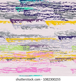 Grunge Stripes chalk vector textures. Seamless pattern lines. Stripy crayon pencil strokes. Hand drawn pastel. Summer bright stripes, brushes, scribble. Horizontal pinstripe endless repeat elements.