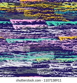 Grunge Stripes chalk vector textures. Seamless pattern old wall. Stripy crayon pencil strokes. Hand drawn pastel. Summer bright stripes, brushes. Horizontal pinstripe endless repeating elements.