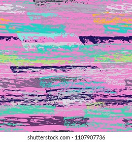 Grunge Stripes chalk vector textures. Seamless pattern old wall. Stripy crayon pencil strokes. Hand drawn pastel. Summer bright stripes, brushes. Horizontal pinstripe endless repeating elements.