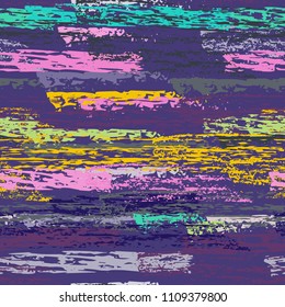 Grunge Stripes chalk vector textures. Seamless pattern lines. Stripy crayon pencil strokes. Hand drawn pastel. Summer bright stripes, brushes, scribble. Horizontal pinstripe endless repeat elements.